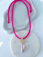 Load image into Gallery viewer, Initial Adjustable Necklace - Pink Letter
