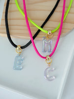 Load image into Gallery viewer, Initial Adjustable Necklace - Pink Letter
